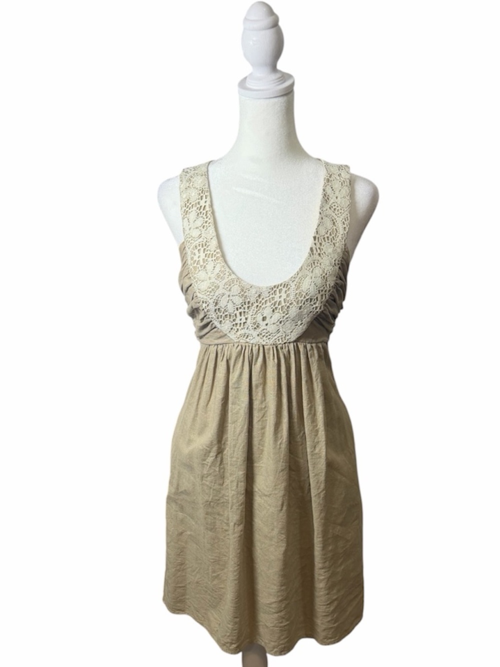 Anthropologie Molly New York Shimmer Linen Empire Waist Sleeveless Dress. Size 4